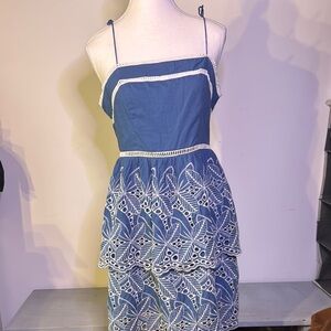 ROMEO & JULIET COUTURE, Blue crochet Tiered Dress, NWT